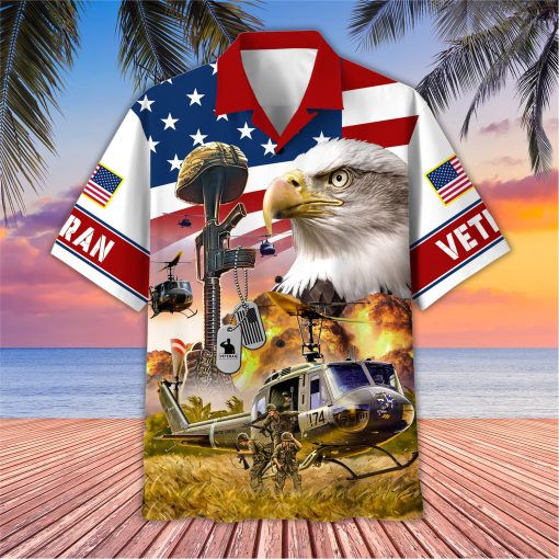 Veteran Hawaii Shirt, US Veteran American Flag Shirt, Veteran Hawaiian Beach Shirt